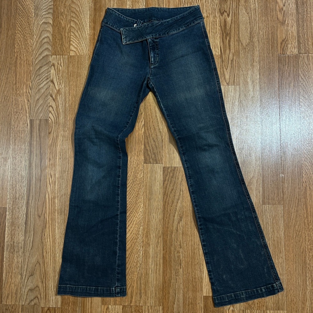 Mavi Serena 574 Wide Waistband Flare Jeans Dark Wash Crossover Waist 29/32